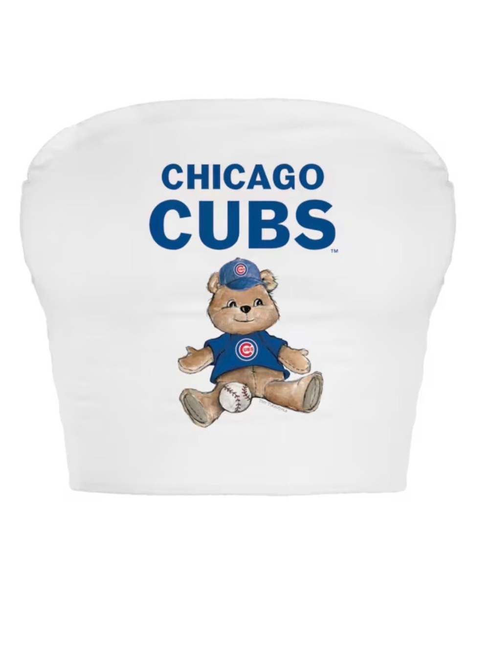 Chicago Cubs White Strapless Tube Top with Teddy Graphic